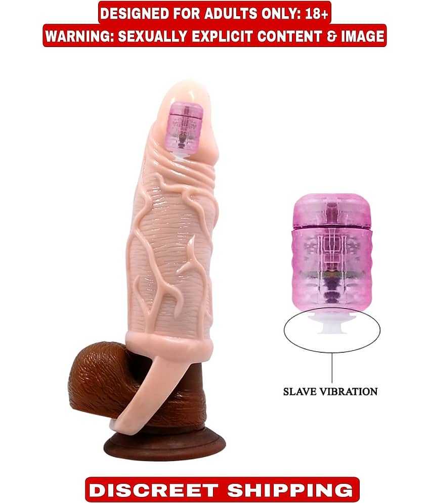 PRETTY LOVE JUMBO HEAD 6.9 INCH REUSABLE WASHABLE SILICONE VIBRATING PENIS SLEEVE BY KAMAHOUSE