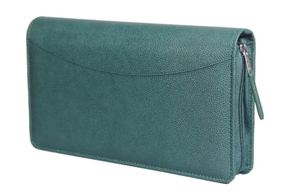 Sukeshcraft Multiple Cheque Book Holder | Original PU Holds Upto 8 Cheque Books, Locker Key Hook, 2 Photo Slots, 1 Pin-Sim Slot,  (PU -Grain Green )