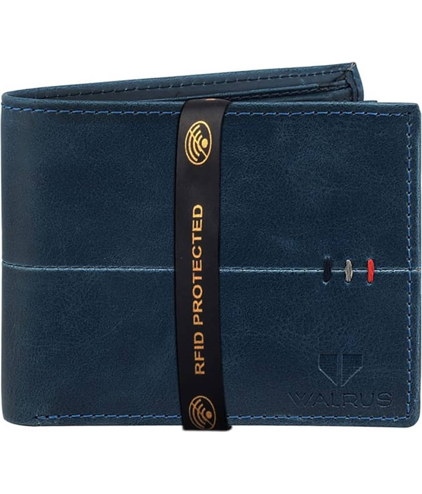 Walrus PU Blue Casual Regular Wallet