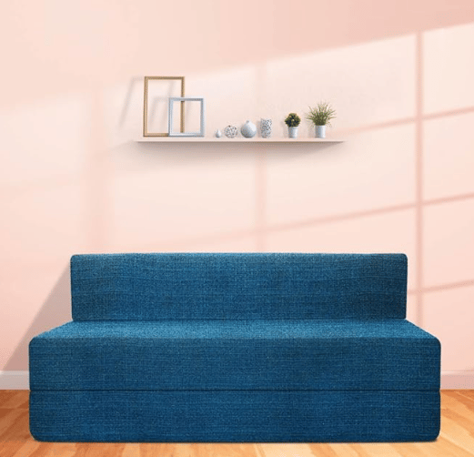 Starlon 3 Seater Sofa Cum Bed | Foldable Sofacum Bed | Jute Fabric Washable Cover Sofa (Teal, 6X6.5 Ft)