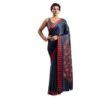 womens satin crepe printed saree with unstitched blouse 5mtr navy blue pid65025 womens satin crepe printed saree with unstitched blouse 5mtr navy blue pid65025