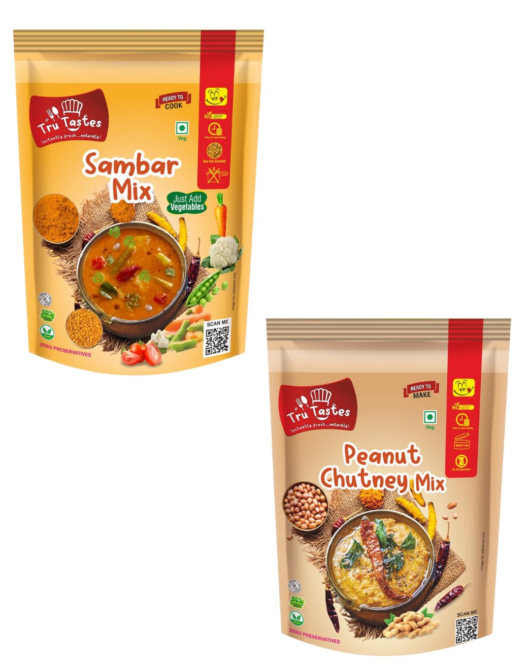 South Spice Duo Instant Chutneys, Preservative-Free, Ready-to-Make TruTastes
