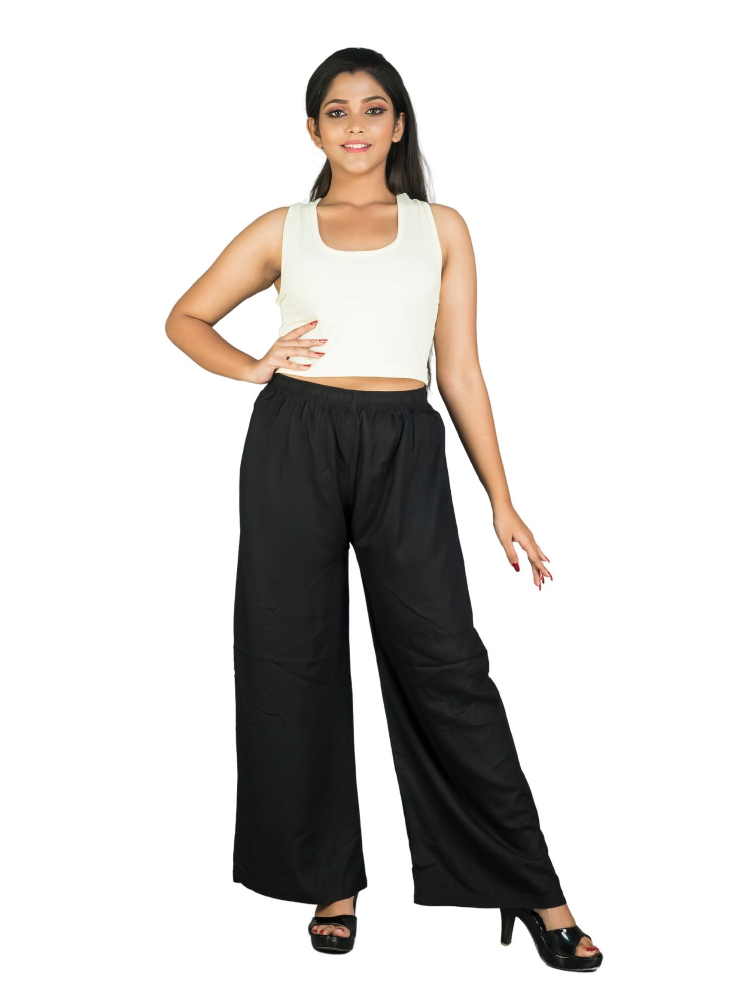 057RVR 4Cats Free Size Radiant Palazzo - Black