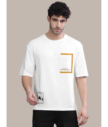 BULLMER Pack of 1 Cotton Blend Oversized Fit Men's T-Shirt ( Ecru White )