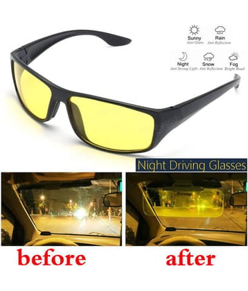 Mahek Accessories - Day & Night Vision UV Protection HD Goggles Sunglasses Men/Women Driving Glasses Sun Glasses (Yellow)