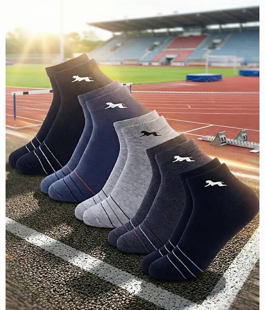 PLIMA Pack of 5 Men's Cotton Ankle Length Socks ( Multicolor )