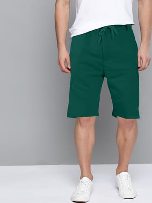 Cotton Solid Shorts Teal Green-M