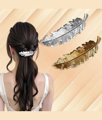 LYKAA Gold,Silver Hair Clip ( Pack of 2 )