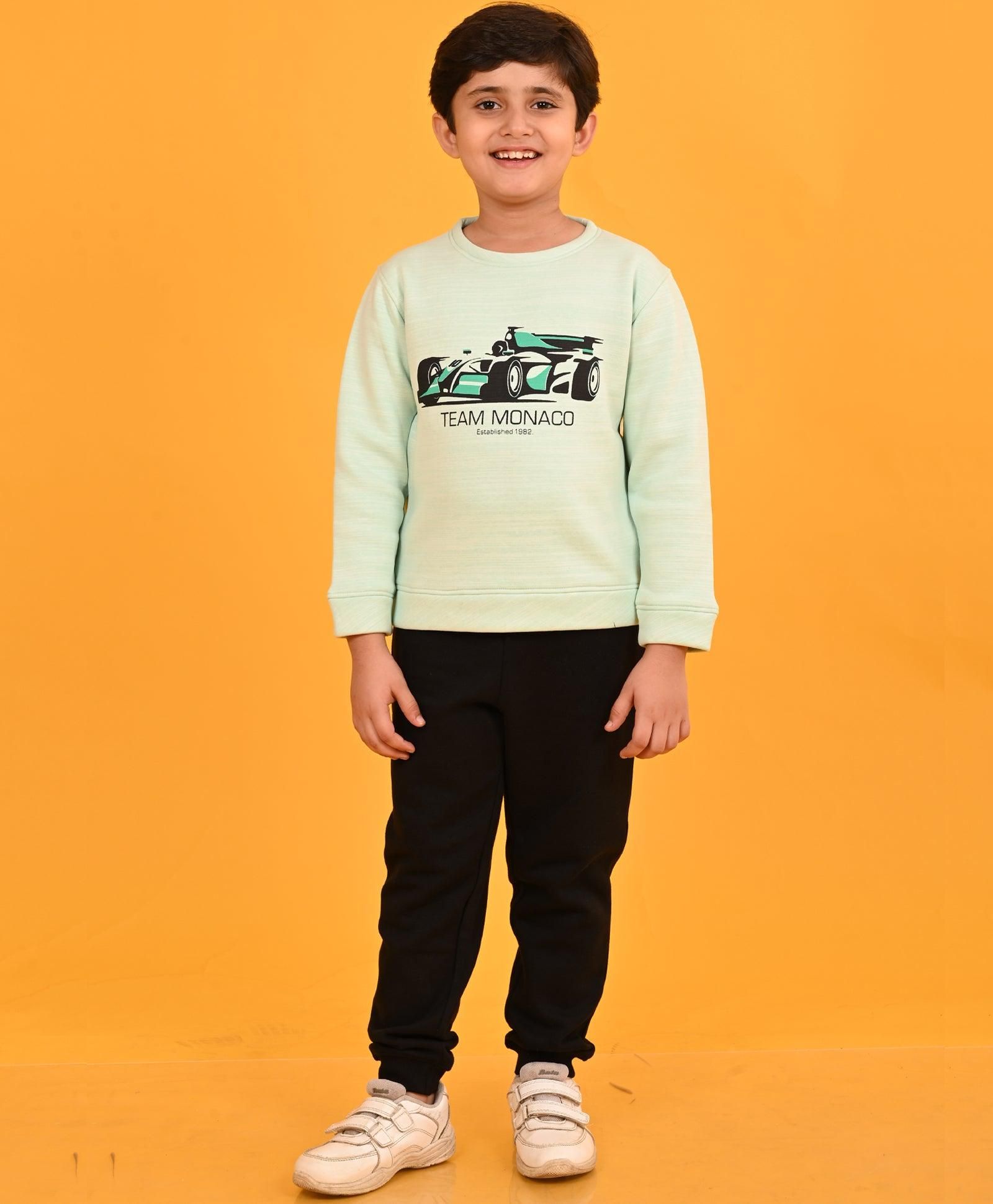 MONACO CAR BLACK FLEECE BOYS SWEATSHIRT JOGGER SET  - AQUA / BLACK-6-12 MONTHS / 2N / AQUA / BLACK