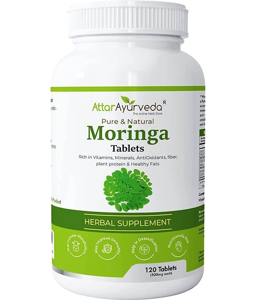 Attar Ayurveda Moringa Tablets 120 Tablets, 500 mg each | Pure and Natural, Highly Nutritious