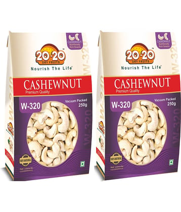 20-20 Dry Fruits Cashew nut (Kaju),Drum Roasted Cashews 500 g Pack of 2