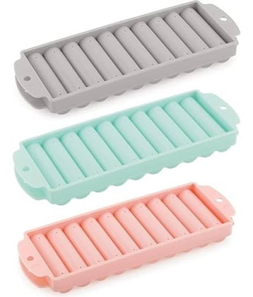 THRIFTKART - 3PC Stick Ice Cube Tray - 10-Cylinder IN 1 TRAY -Sticks for Water Bottle, Plastic Ice Cube Tray with Lid - 3pc Sets, Easy Release Freezer Moulds