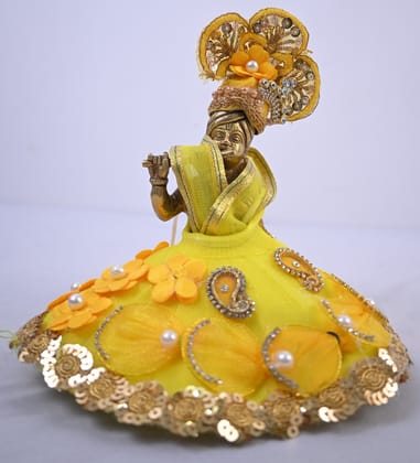 Bright Yellow Floral Designer Laddu Gopal Dress Set