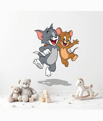 Tom and Jerry Wall Decal, Cartoon Characters, Kids Room Decor, Nursery Wall Art Self Adhesive Sticker (Pack of 1)