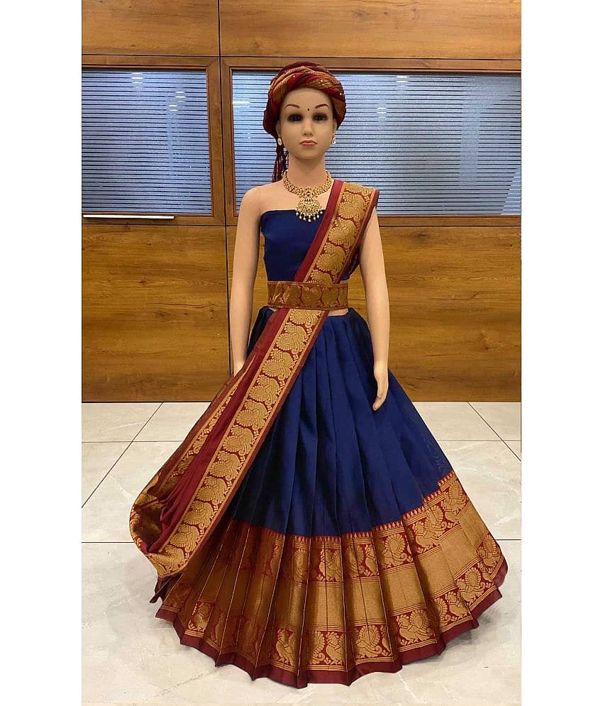 kedar fab Jacquard Lehenga Choli Set For Girls ( Pack of 1 , Blue )