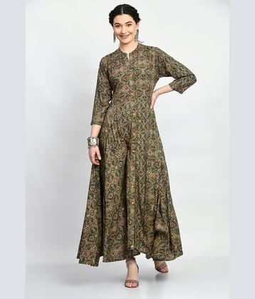 MAURYA Women Rayon Printed A-line Dress ( Green )