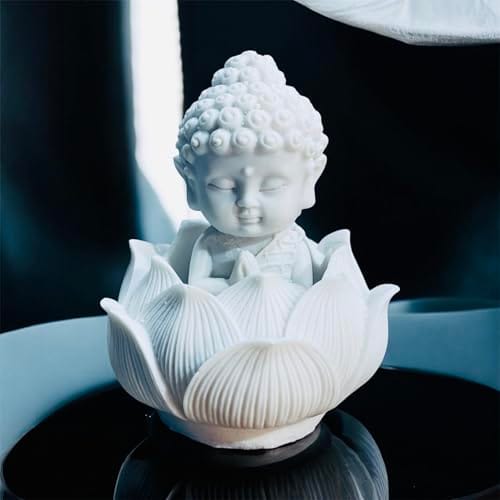STARDOM MART Auspicious Aura Cute Lotus Buddha Resin Idol Showpiece, Meditating Buddha Statue Spiritual Decor for