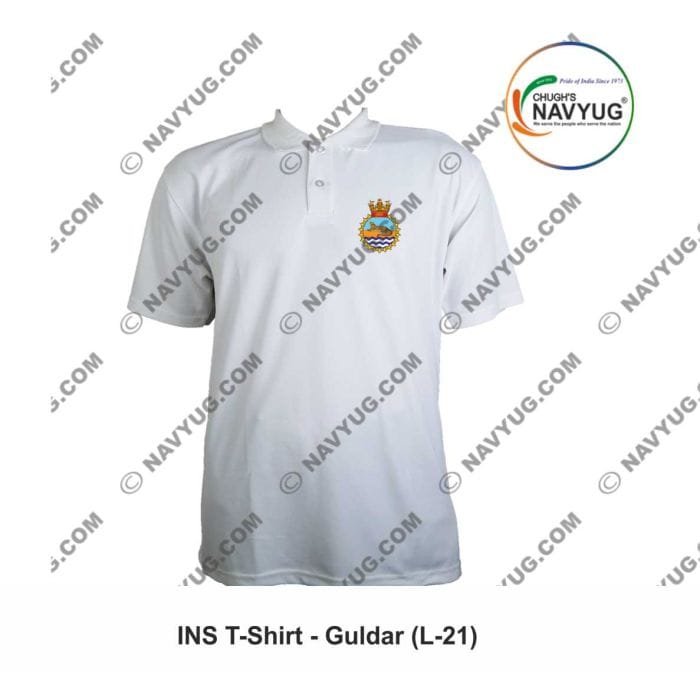 Navyug INS Guldar T-Shirt (Small) | Embroidered Navy Crest | Casual & Defence Wear