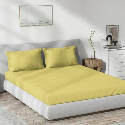 DDECOR - Topical Tones Collection 100% Cotton Dyed Pattern 180TC King Bedsheet |229 CM X 274 CM| Yellow