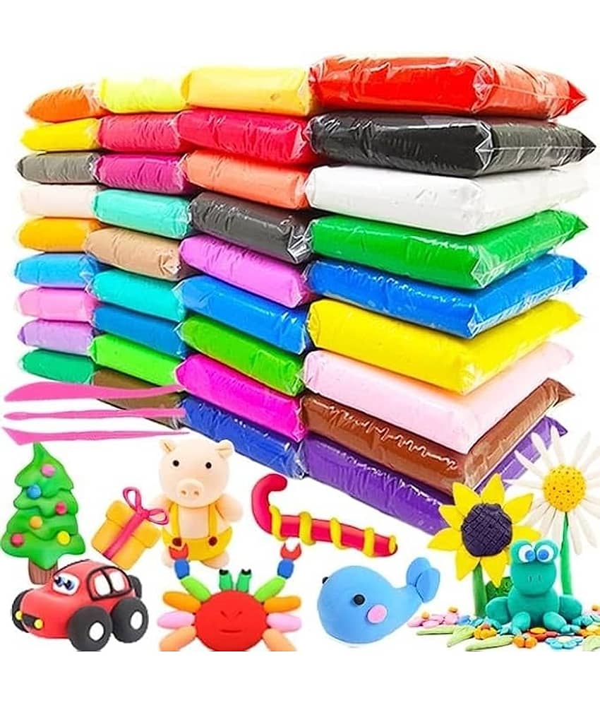 Freedy (Pack of 12) Air Dry Clay, Colorful Children Soft Clay, Creative Art Crafts, Gifts for Kids-Multi Color. Non-Toxic Modeling Magic Fluffy Foam Bouncing Clay Putty Kit for Kids with Tools