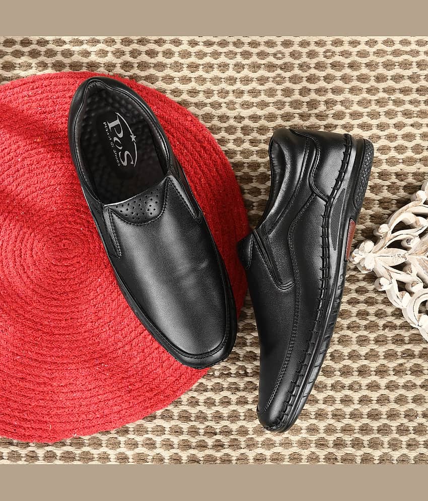 POS Planet of Shoes Black Men's Slip On Formal Shoes