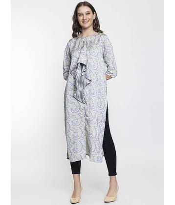 ELTHIA - Grey Silk Women's Front Slit Kurti ( Pack of 1 )
