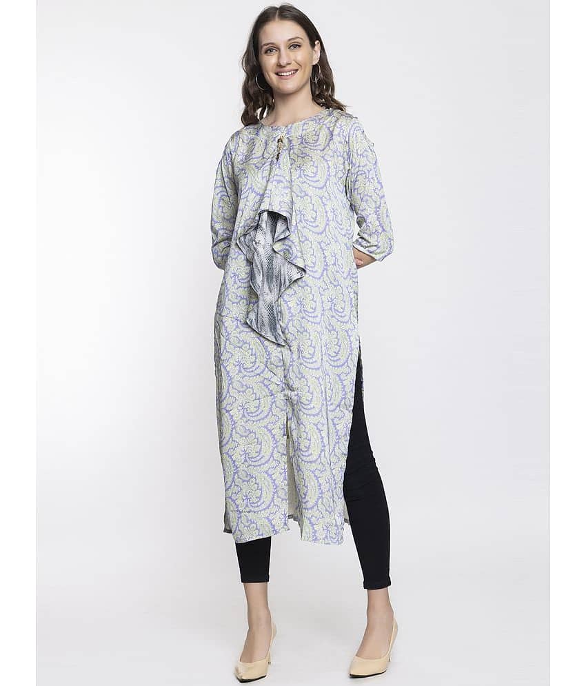 ELTHIA - Grey Silk Women's Front Slit Kurti ( Pack of 1 )