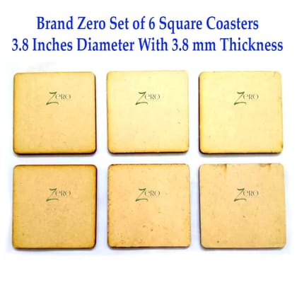 Brand Zero Square Coaster - 3.8 Inches - Pack of 6 Pcs