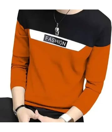 Diaz Men Cotton Regular Fit Printed T-Shirt ( Orange )