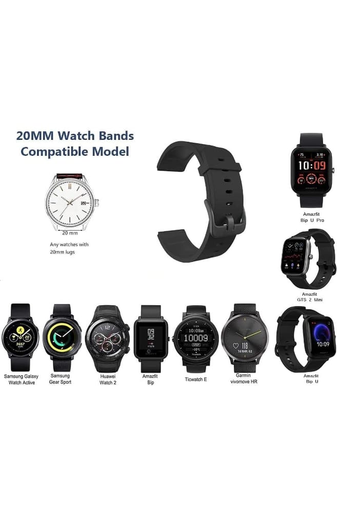 Exelent 20mm Strap Compatible with Amazfit GTS 2 Mini, Amazfit Bip/Bip U/Pro/Lite, Bip S, Amazfit GTS/ 2/2e, Amazfit GTR, Samsung Galaxy Watch 4/ Watch 5(20MM)