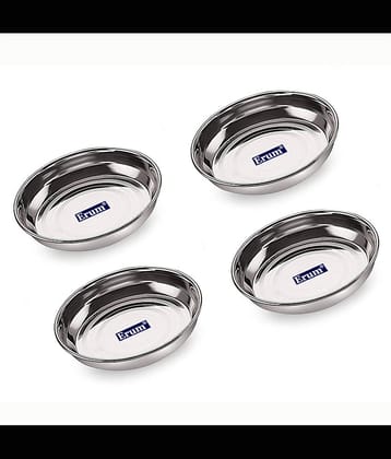 erum 4 Pcs Stainless Steel Silver Dessert Plate