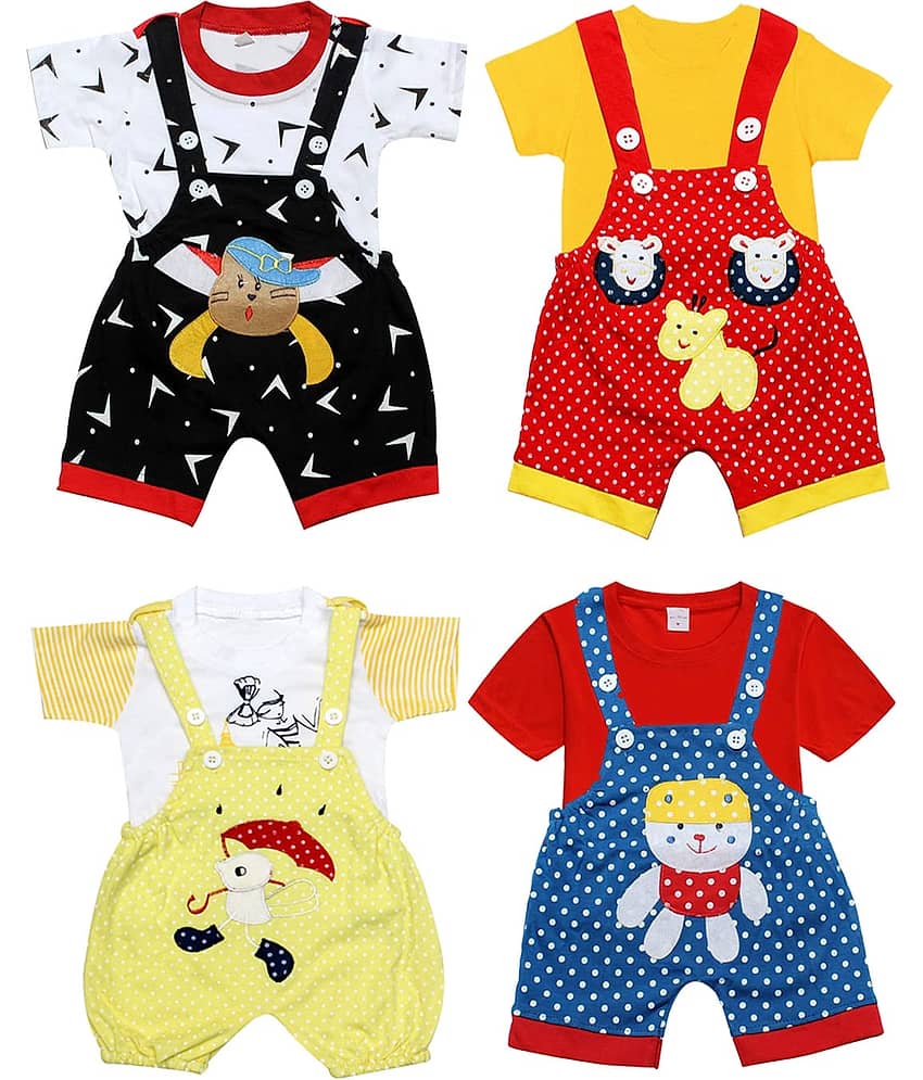 Babeezworld Pack of 4 Baby Boys 100% Cotton ( Multi Color )