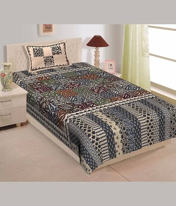 ABHACLOTHO Cotton 1 Single Bedsheet with 1 Pillow Cover ( Multicolor )