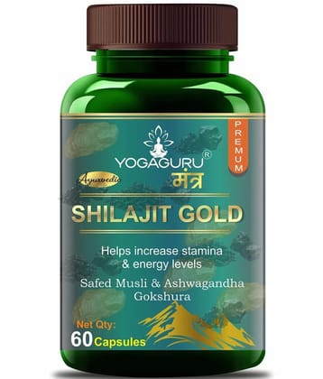 YOGAGURU MANTR Shilajit Gold | Premium Vitality | Ayurvedic Supplement for Men 60 CAPSULES