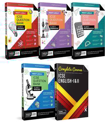 Gurukul By Oswal Most Likely ICSE Question Bank Class 10 Bundles (Set of 5) : Physics, Chemistry, Maths, Biology & English I & II for Exam 2025