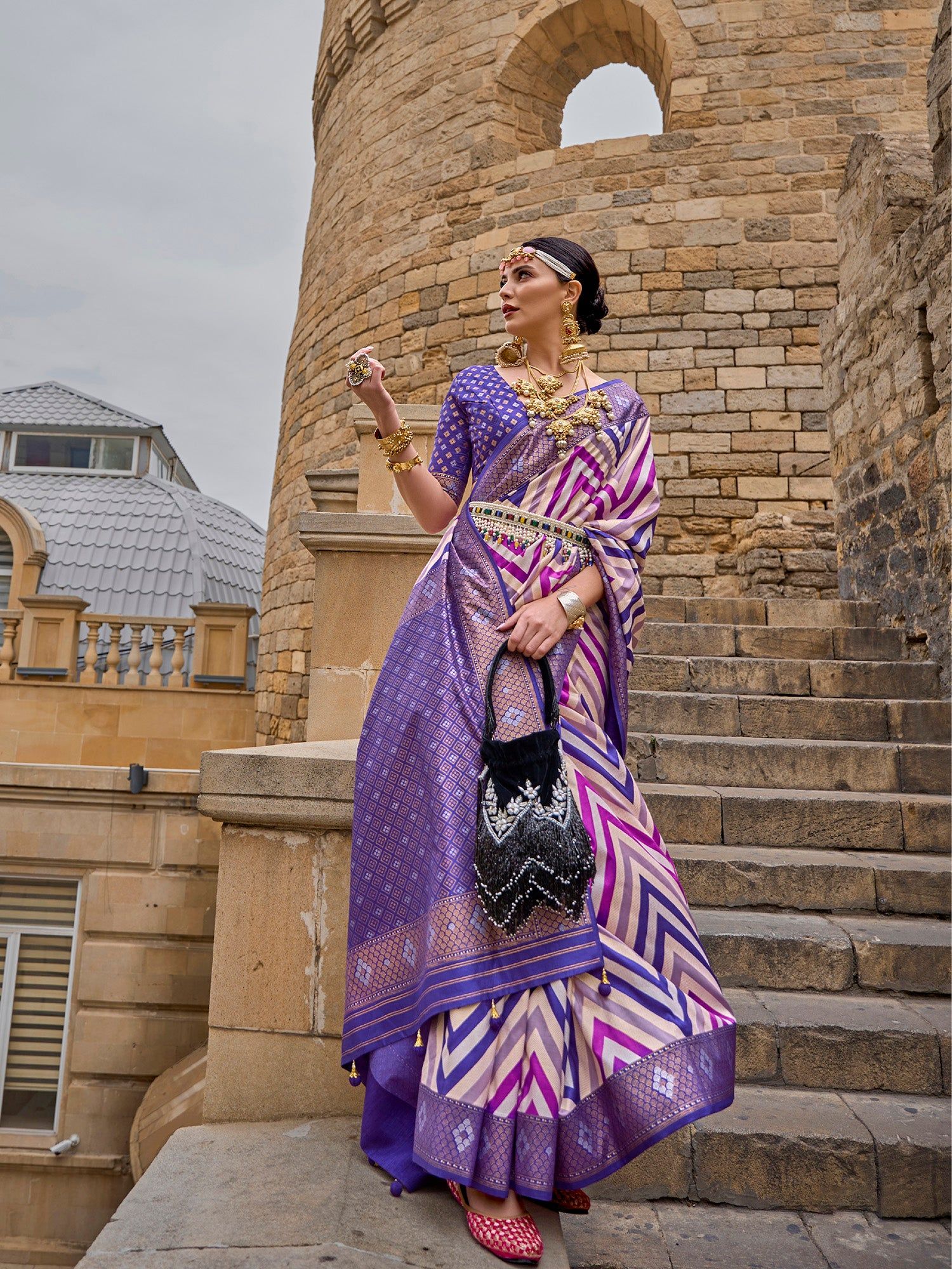 Purple Weaving Patola Silk Saree