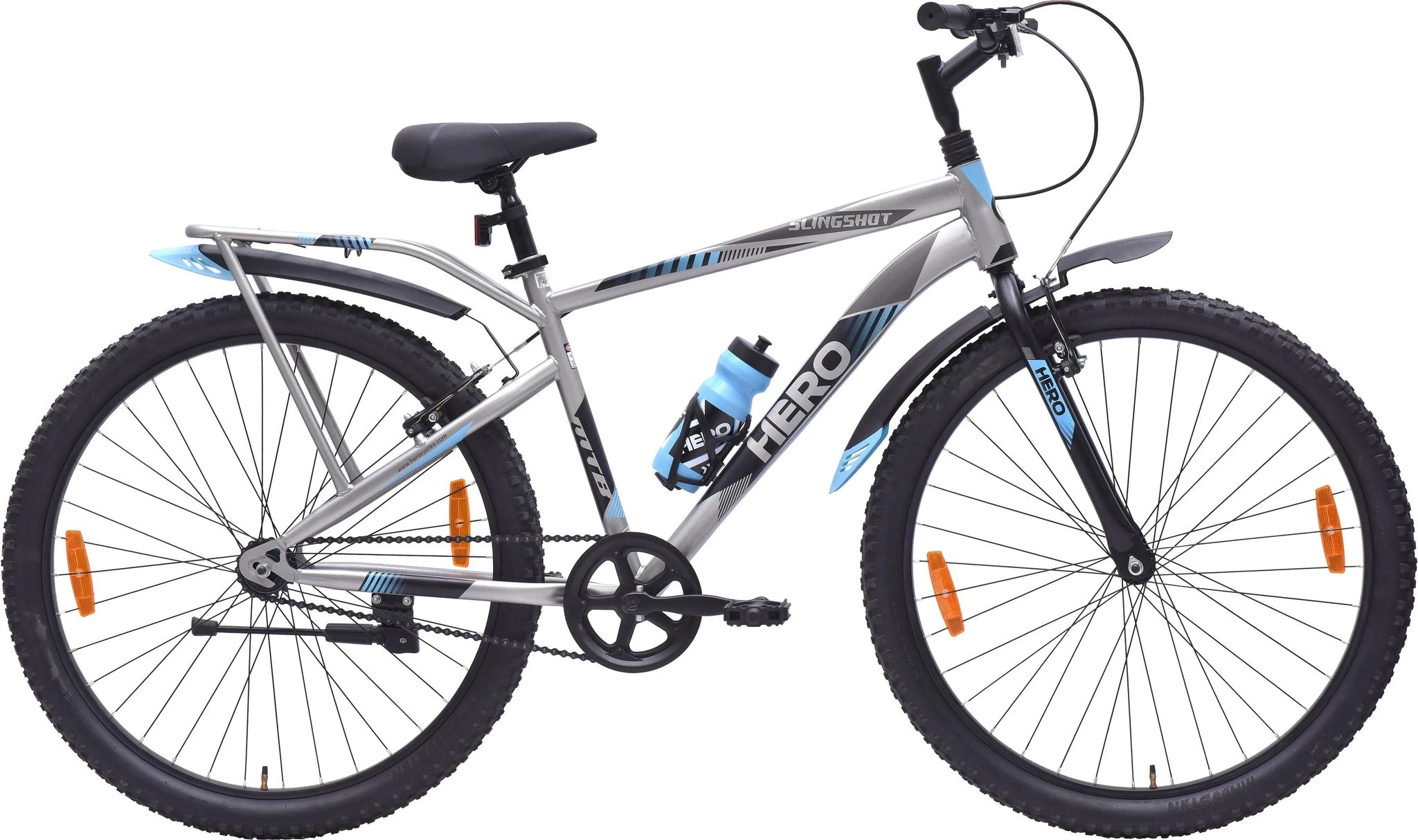 HERO Slingshot 26 T (inch) Mountain Cycle (Single Speed, Grey, Blue, Rigid)