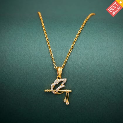 Gold Krishna's Flute Diamond Pendant