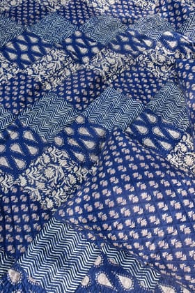 Indigo Dabu Print Quilted Bedcover : Effortlessly Classy King size 90x108 inches