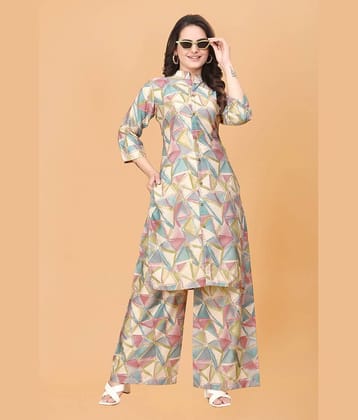 VANVAAM Women Printed Kurta With Palazzos Co-Ord Set ( Pink )
