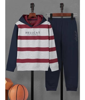 HELLCAT Pack of 1 Girls Cotton Blend Sweatshirt With Joggers ( Grey Melange )
