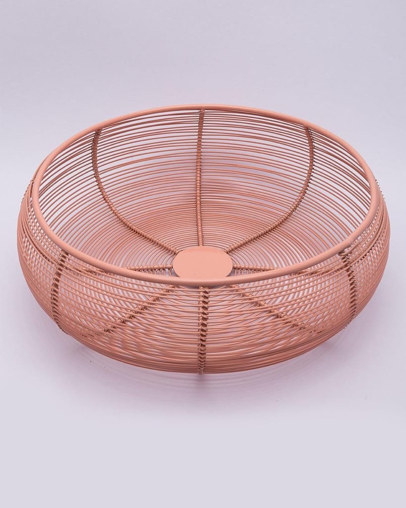 Market99 Metal Wire Countertop Fruit Bowl, Basket Holder Stand, For Home & Kitchen, Peach Colour, Iron