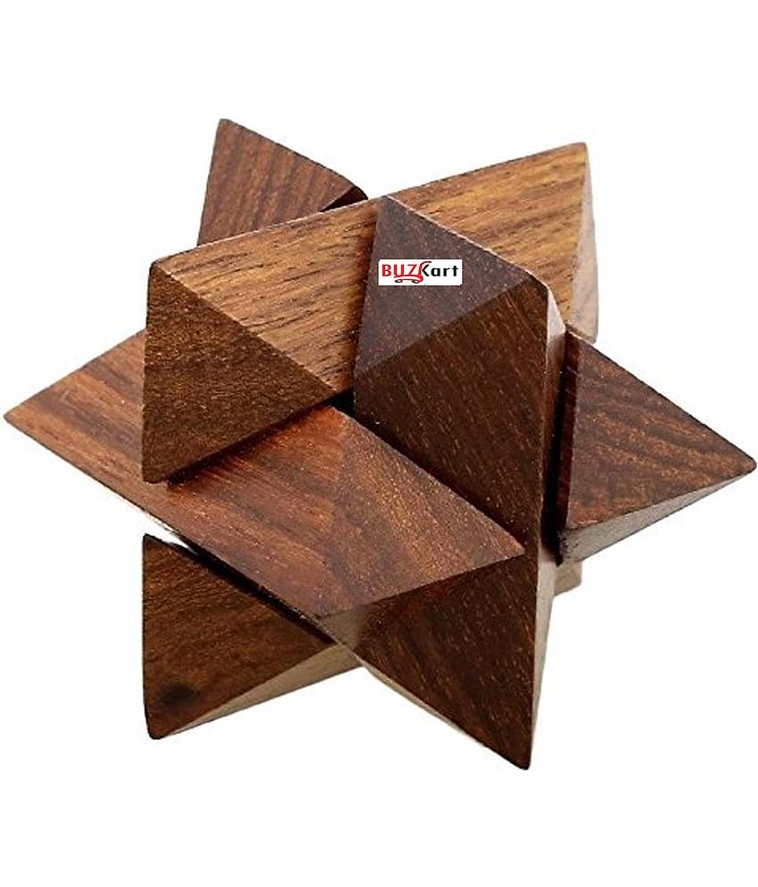 BuzyKart® Handmade 3D Star Jigsaw Wooden Brainteaser Puzzle Game For Kids