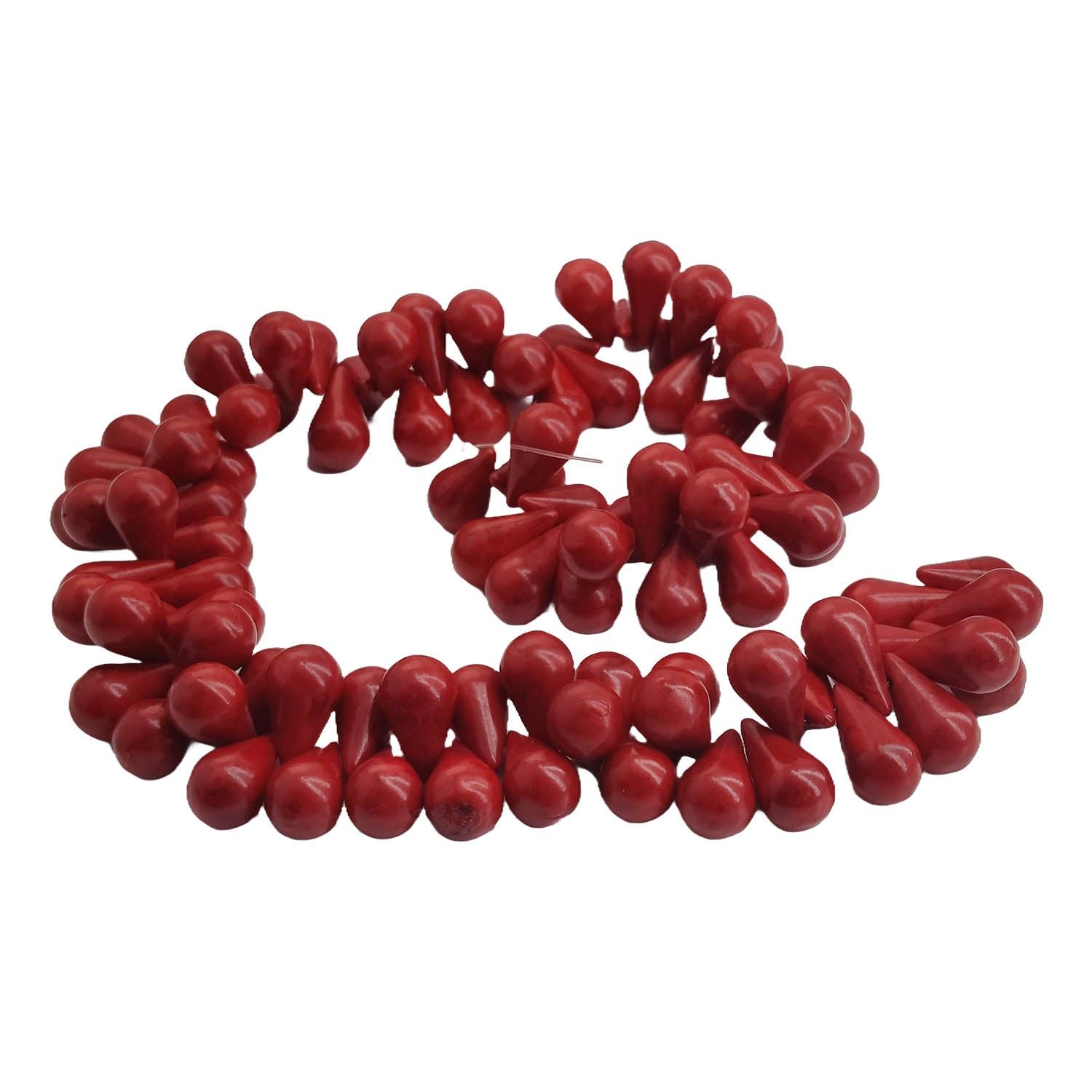 Imitation Jewellery Making Stone Beads 17-18 MM (1 String, 95-100 Beads) Hole:1 MM Drop Red Synthetic For DIY Arts Crafts-Half String (55-60 Beads)