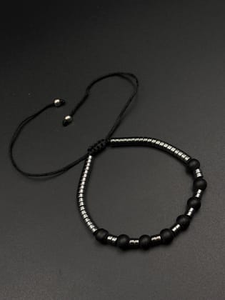 Black metallic beaded bracelet
