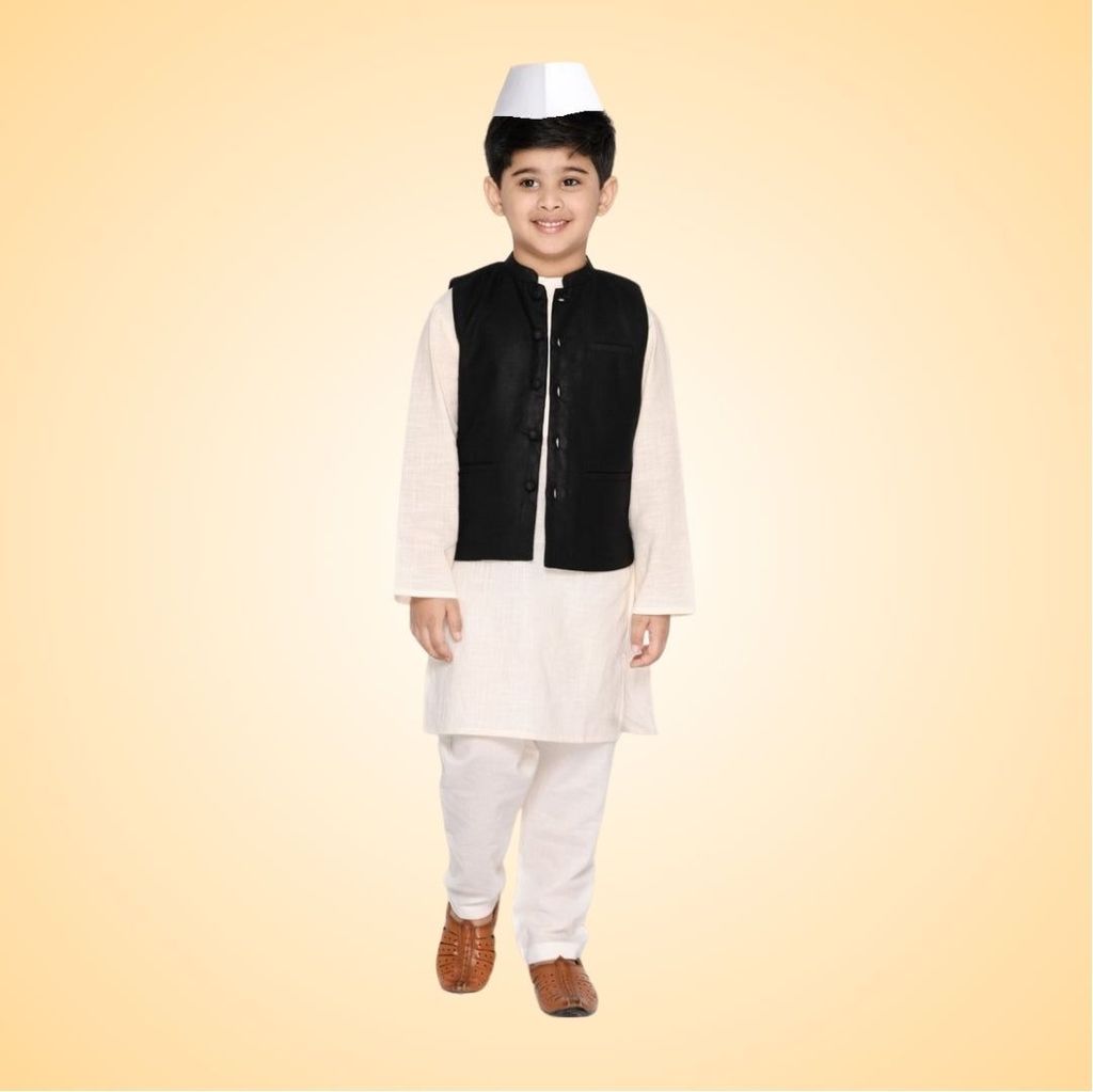 Pandit Jawaharlal Nehru (Chacha Nehru) Costume for Kids – Size: Small (Ages 3 to 5) - Party and Festive Needs | Buy online on ZillyBuy