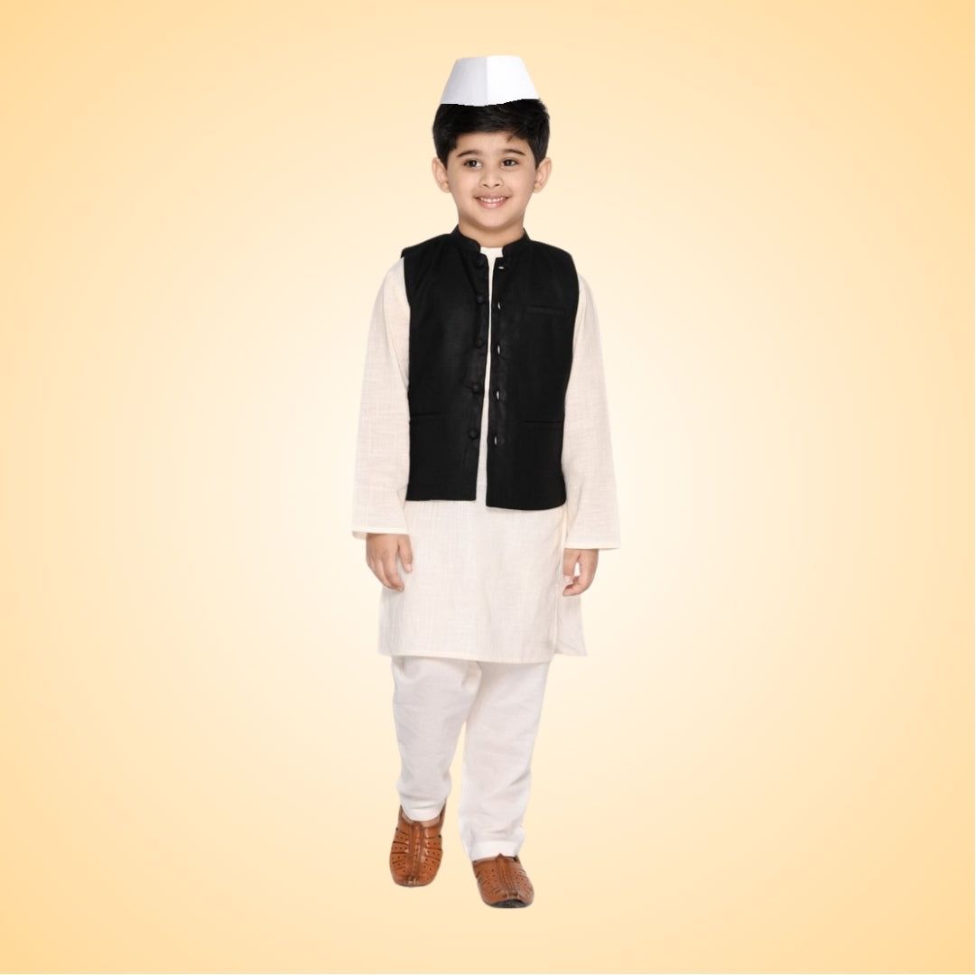 Pandit Jawaharlal Nehru (Chacha Nehru) Costume for Kids – Size: Small (Ages 3 to 5)