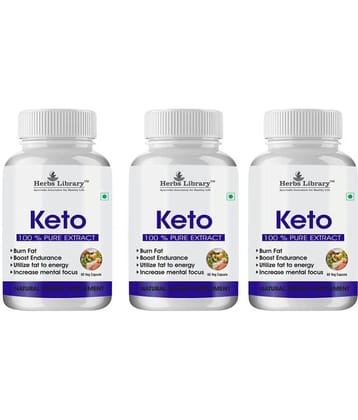 Herbs Library Keto Capules Supports Weight Loss, 60 Capsules Each (Pack of 3)