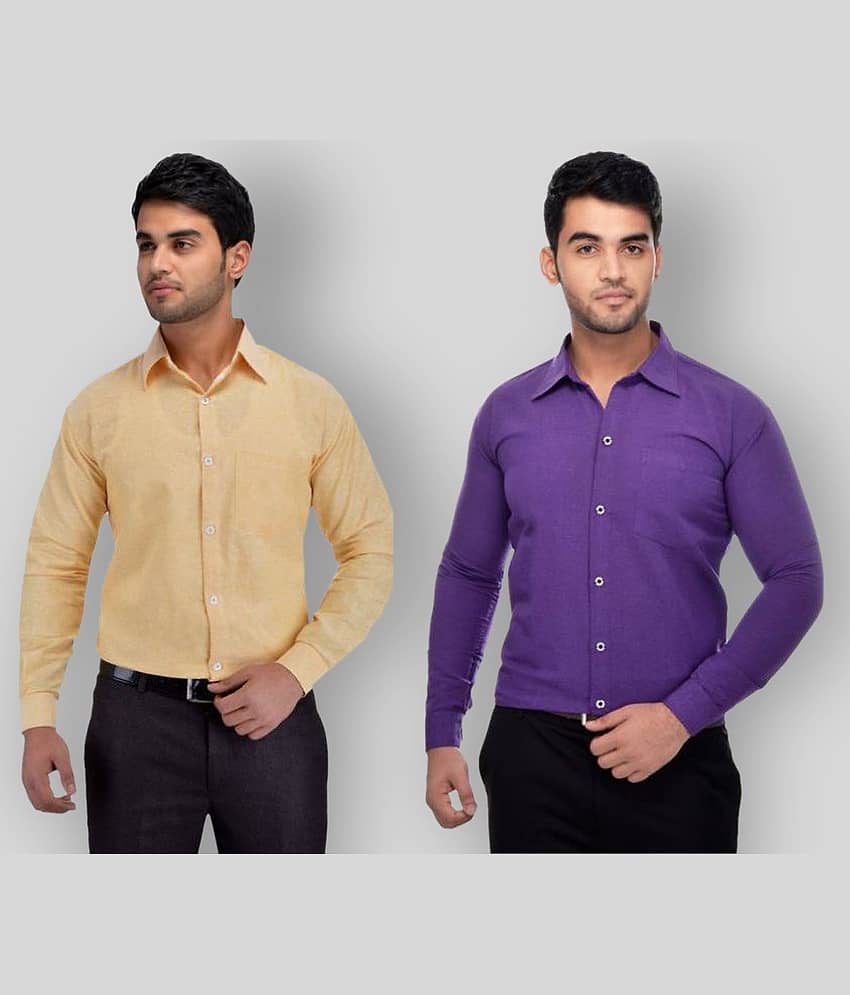 DESHBANDHU DBK - Beige Cotton Regular Fit Men's Formal Shirt (Pack of 2)