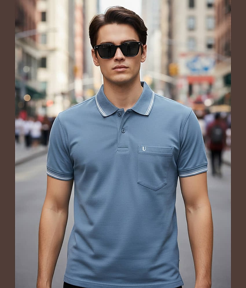 UNIBERRY Men Cotton Blend Regular Fit Solid Polo T Shirt ( Grey )